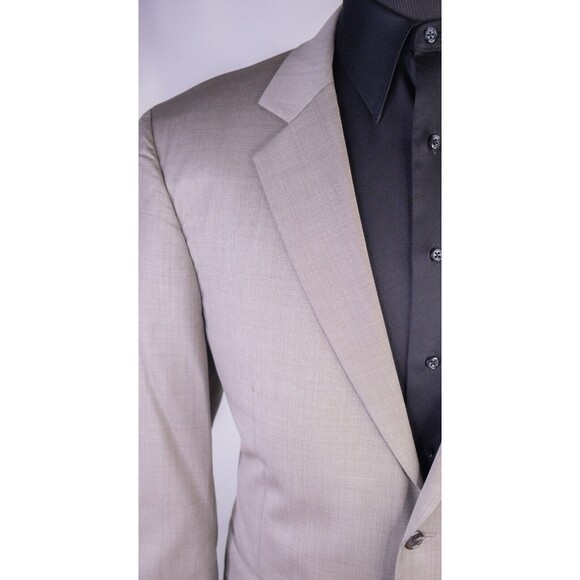 Jos. A. Bank Suit Coat Jacket Blazer Sz 44R Solid Beige Wool Two Button EUC - Picture 5 of 13